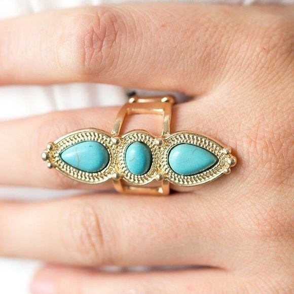 paparazzi Jewelry - ❤️NEW! Gold & Turquoise Blue Ring!
